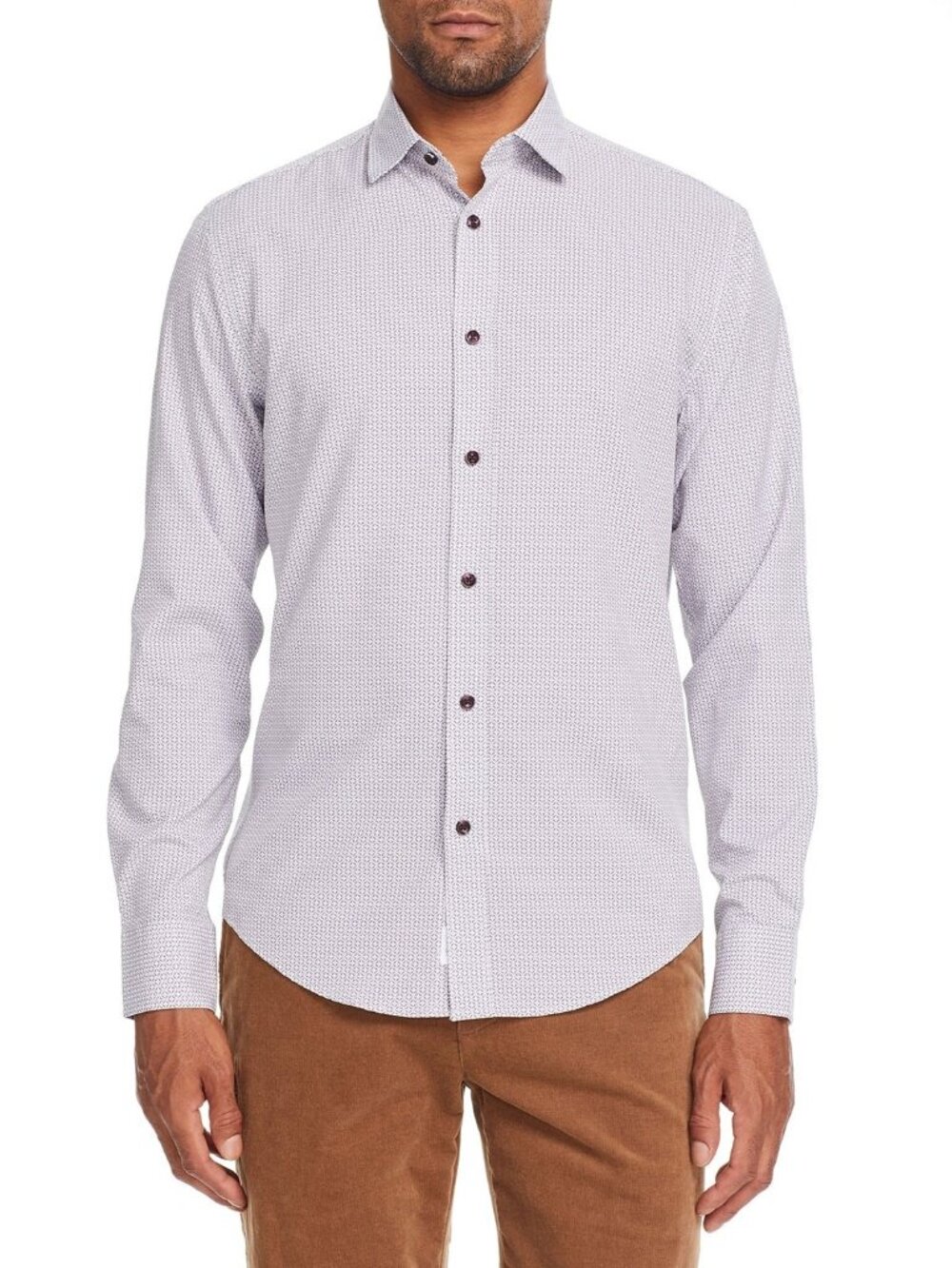 Brooklyn Brigade Light Tan with Mini Diamond Print Performance Shirt